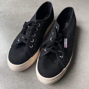 Superga black platform women’s sneakers